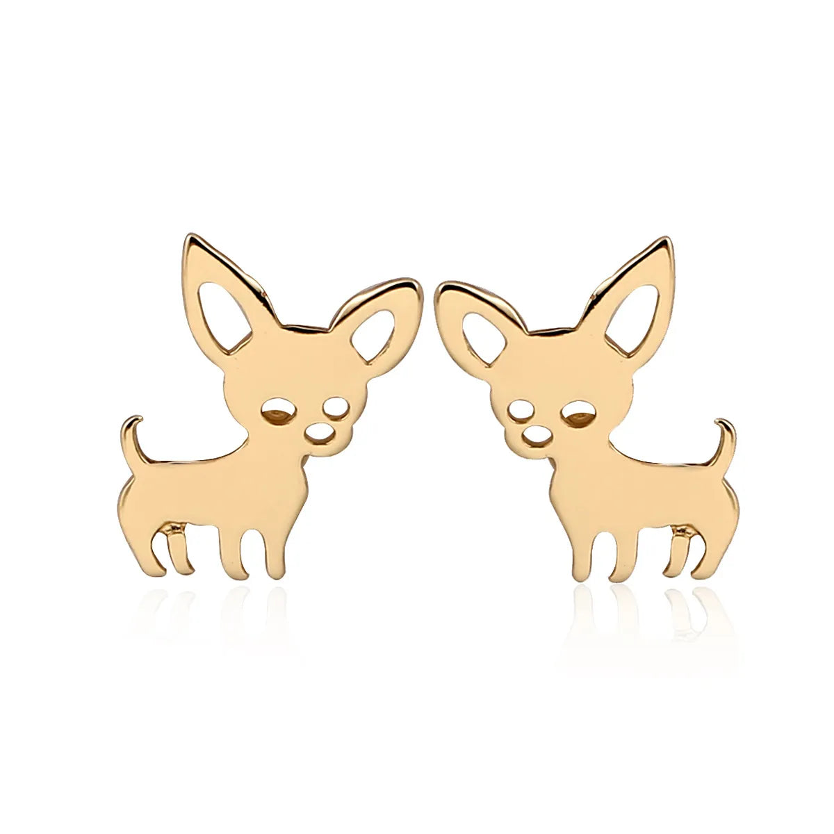 Women'S Simple Style Dog Cat Stainless Steel No Inlaid Ear Studs Plating Stainless Steel Earrings