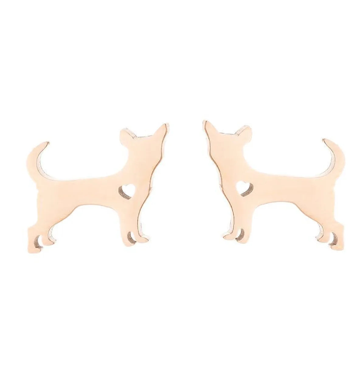 Women'S Simple Style Dog Cat Stainless Steel No Inlaid Ear Studs Plating Stainless Steel Earrings