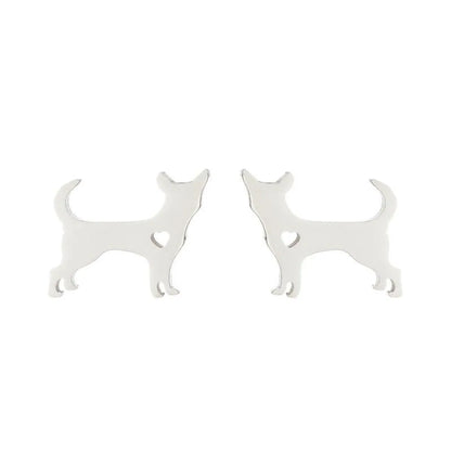 Women'S Simple Style Dog Cat Stainless Steel No Inlaid Ear Studs Plating Stainless Steel Earrings