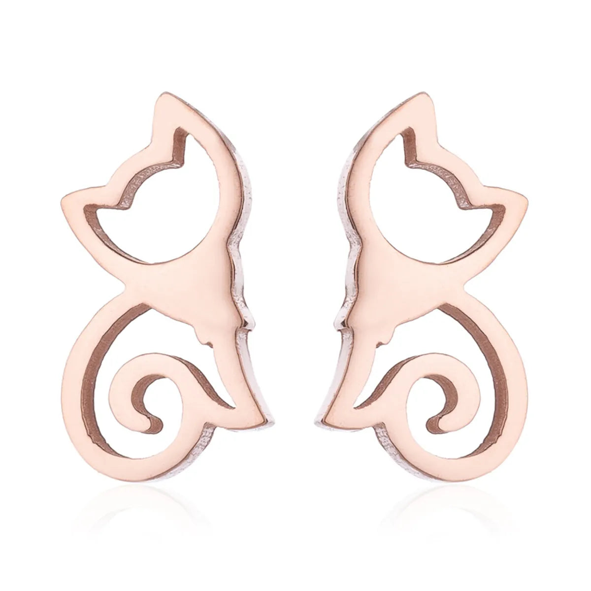 Women'S Simple Style Dog Cat Stainless Steel No Inlaid Ear Studs Plating Stainless Steel Earrings