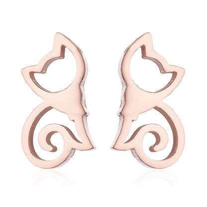 Women'S Simple Style Dog Cat Stainless Steel No Inlaid Ear Studs Plating Stainless Steel Earrings