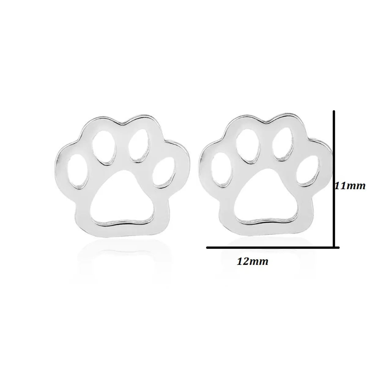 Women'S Simple Style Dog Cat Stainless Steel No Inlaid Ear Studs Plating Stainless Steel Earrings