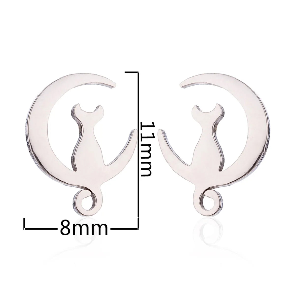 Women'S Simple Style Dog Cat Stainless Steel No Inlaid Ear Studs Plating Stainless Steel Earrings