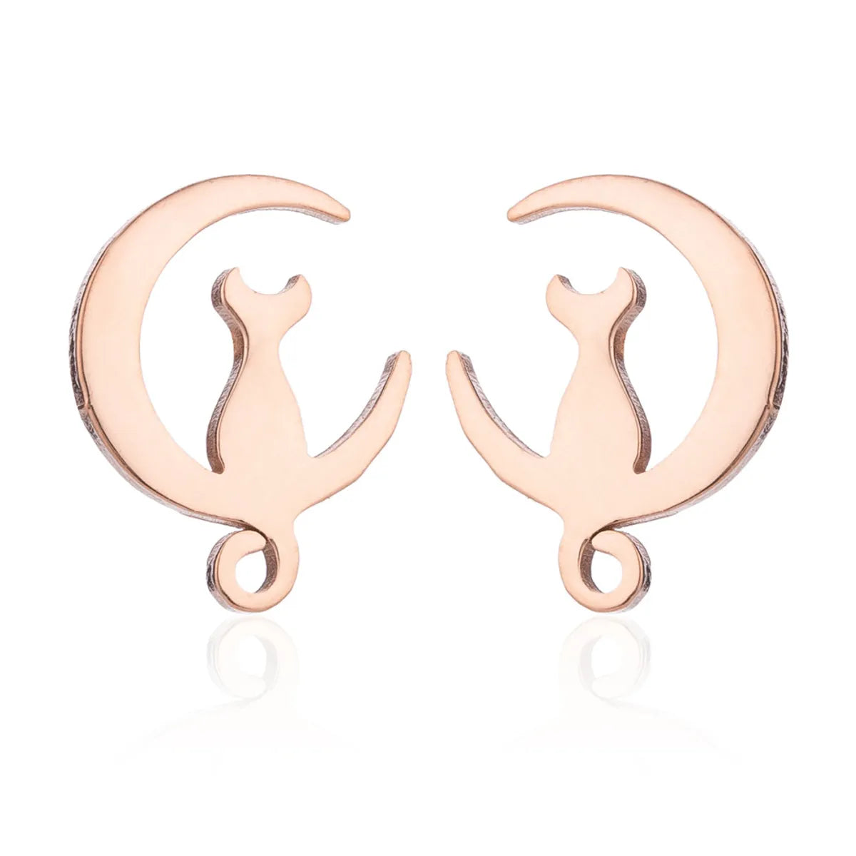 Women'S Simple Style Dog Cat Stainless Steel No Inlaid Ear Studs Plating Stainless Steel Earrings