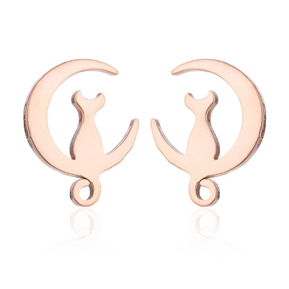 Women'S Simple Style Dog Cat Stainless Steel No Inlaid Ear Studs Plating Stainless Steel Earrings