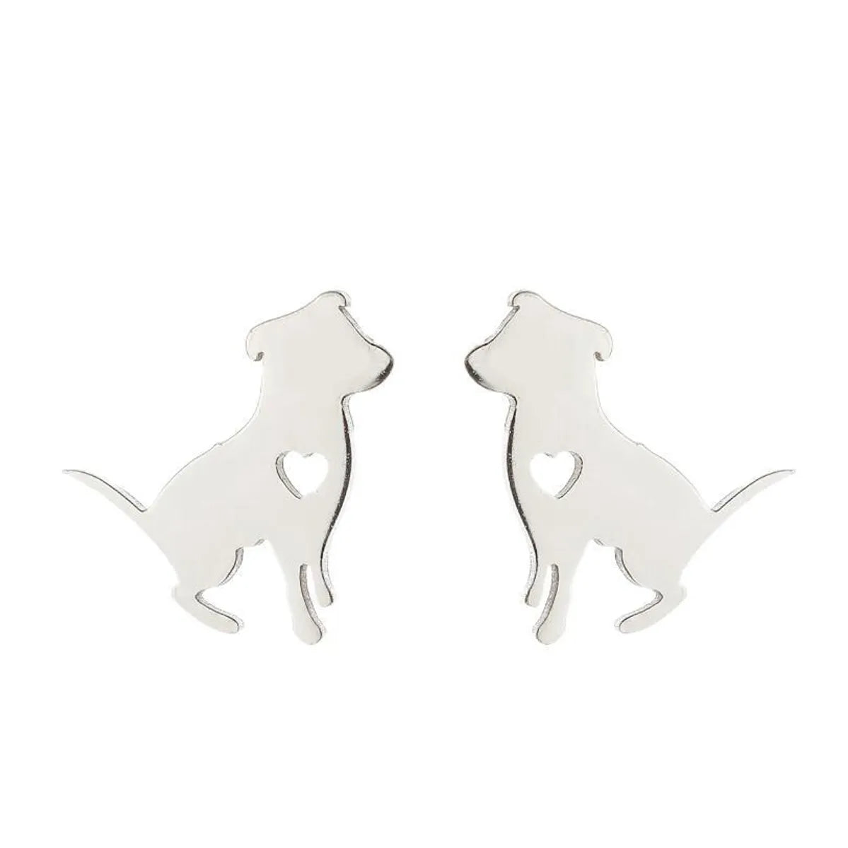 Women'S Simple Style Dog Cat Stainless Steel No Inlaid Ear Studs Plating Stainless Steel Earrings