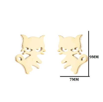 Women'S Simple Style Dog Cat Stainless Steel No Inlaid Ear Studs Plating Stainless Steel Earrings