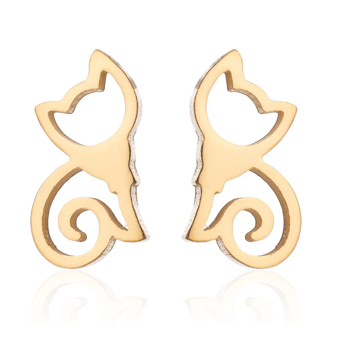 Women'S Simple Style Dog Cat Stainless Steel No Inlaid Ear Studs Plating Stainless Steel Earrings