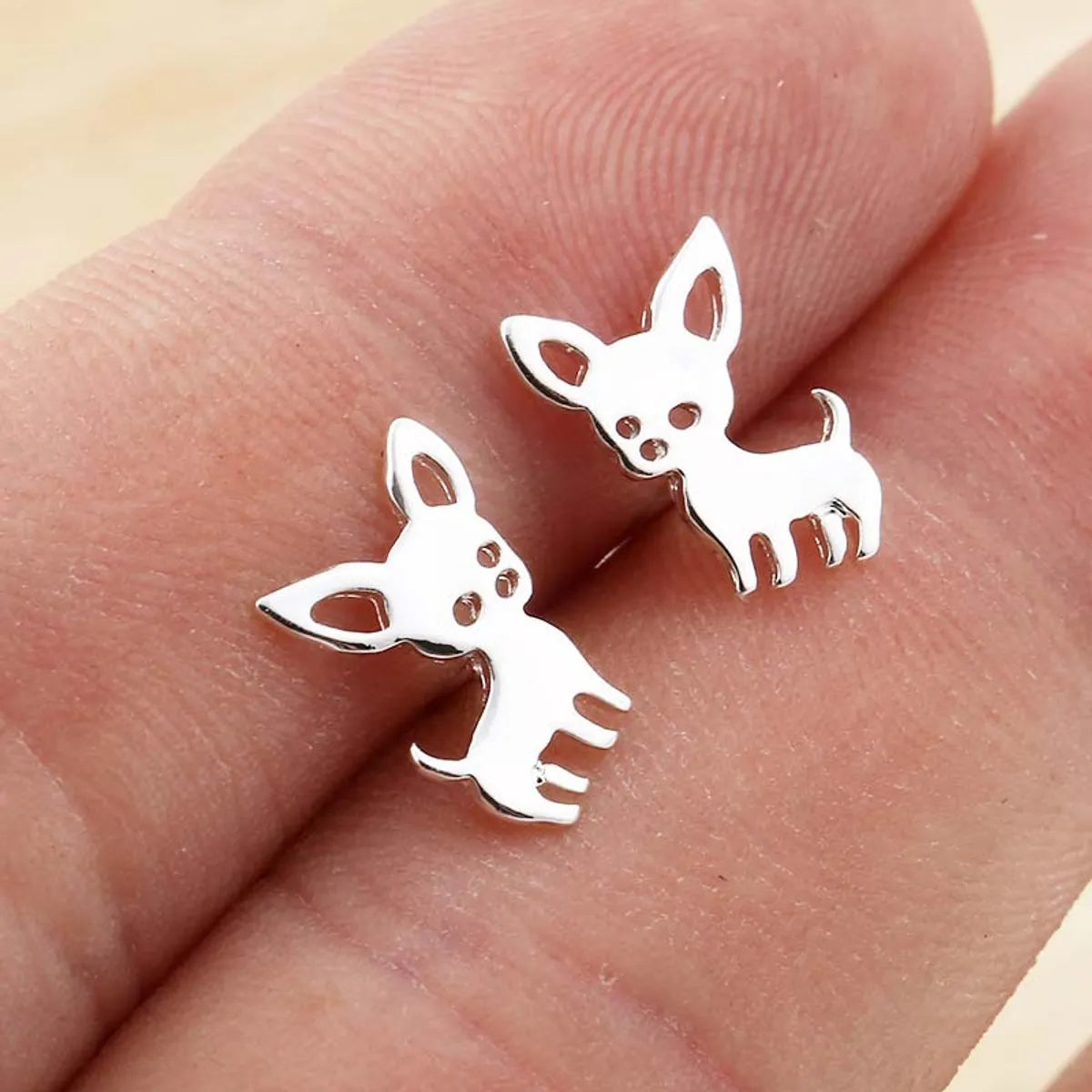 Women's Simple Style Dog Stainless Steel No Inlaid Ear Studs Stainless Steel Earrings