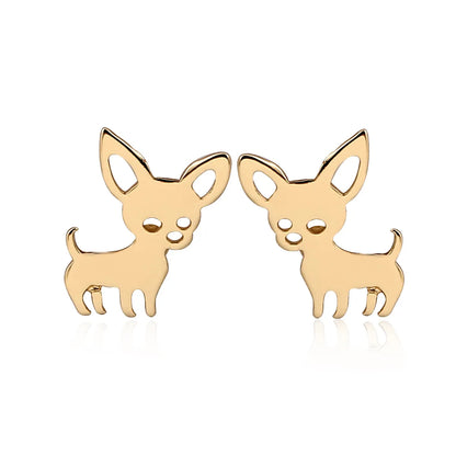 Women's Simple Style Dog Stainless Steel No Inlaid Ear Studs Stainless Steel Earrings