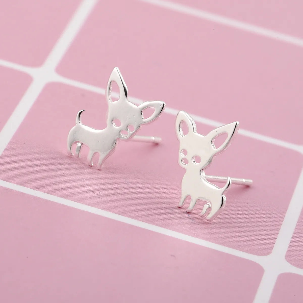 Women's Simple Style Dog Stainless Steel No Inlaid Ear Studs Stainless Steel Earrings