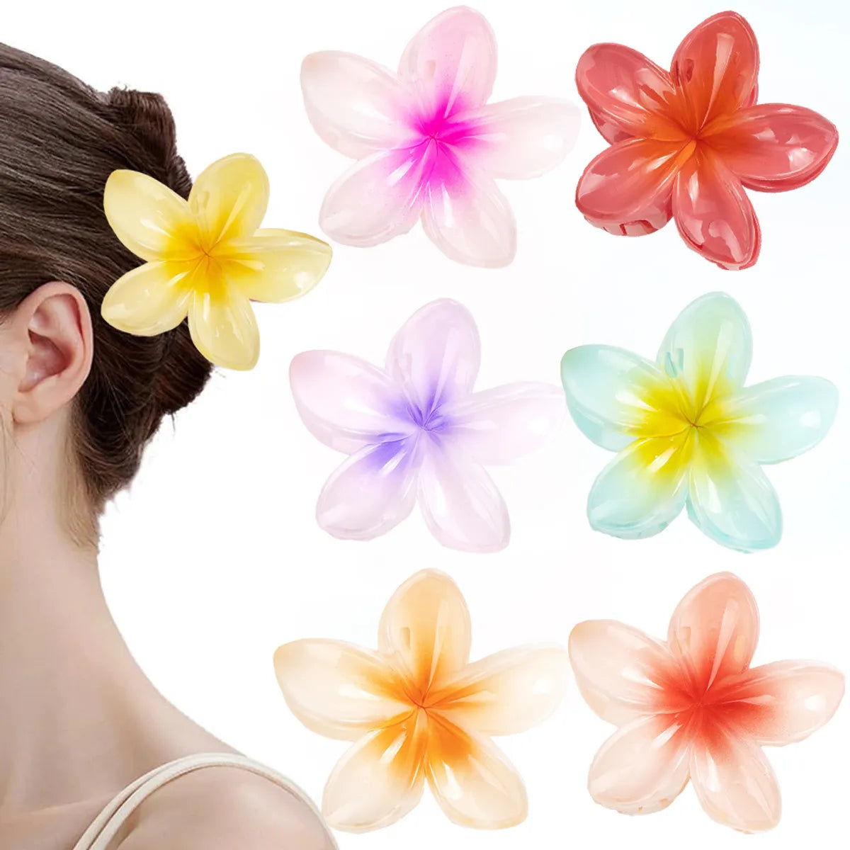 Women'S Simple Style Flower Plastic Resin Stoving Varnish Hair Claws