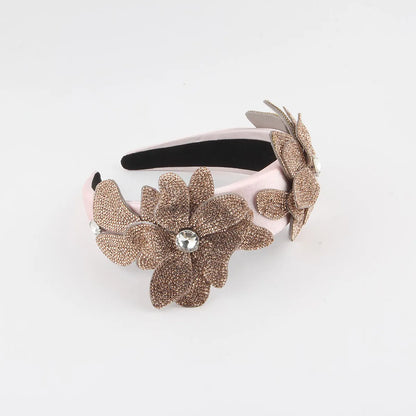 Women'S Simple Style Flower Plastic Rhinestone Knitting Hair Band