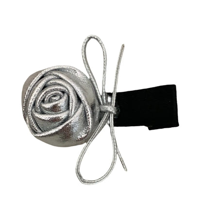 Women'S Simple Style Flower Pu Leather Hair Clip Hair Tie