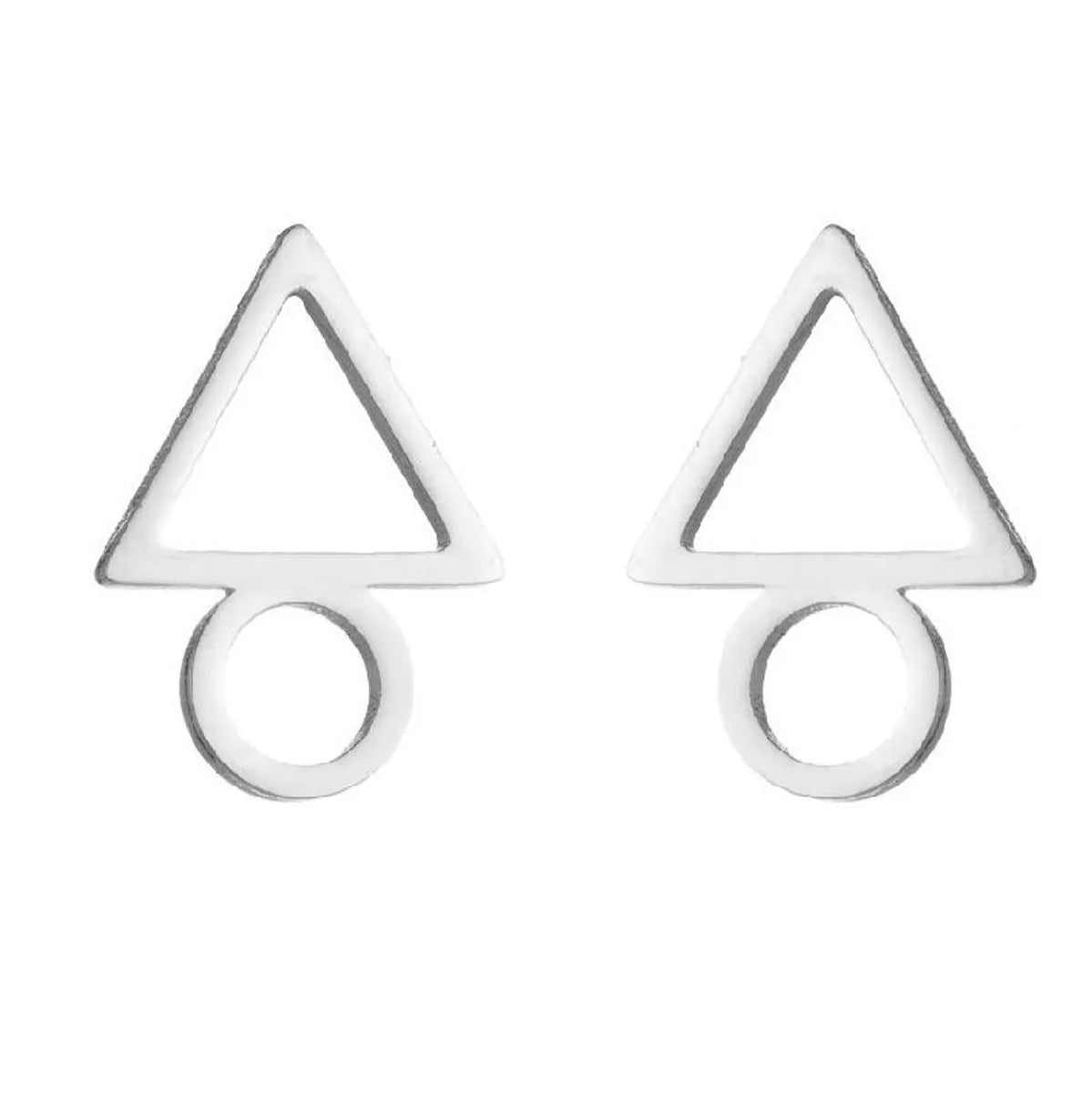 Women'S Simple Style Geometric Heart Stainless Steel No Inlaid Ear Studs Stainless Steel Earrings