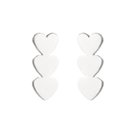 Women'S Simple Style Geometric Heart Stainless Steel No Inlaid Ear Studs Stainless Steel Earrings