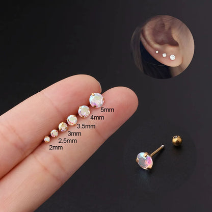 Women's Simple Style Geometric Metal Ear Studs Plating Zircon Body Jewelry