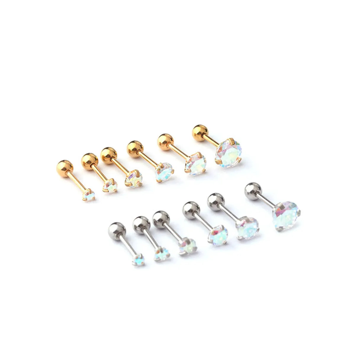 Women's Simple Style Geometric Metal Ear Studs Plating Zircon Body Jewelry