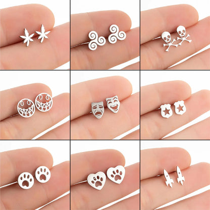 Women'S Simple Style Geometric Stainless Steel No Inlaid Ear Studs Stainless Steel Earrings