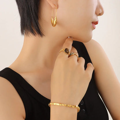 Simple Style Geometric Plating 304 Stainless Steel No Inlaid 18K Gold Plated Earrings