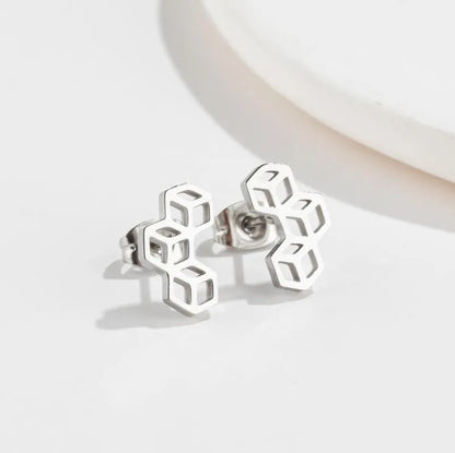 Simple Style Geometric 304 Stainless Steel No Inlaid 18K Gold Plated Ear Studs