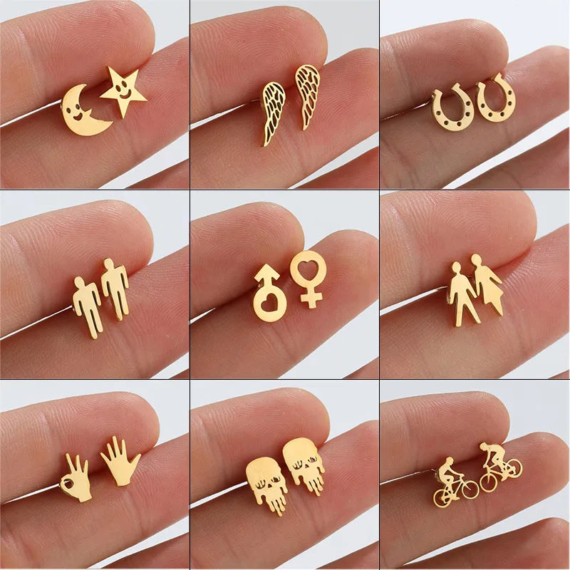 Simple Style Geometric 304 Stainless Steel No Inlaid 18K Gold Plated Ear Studs