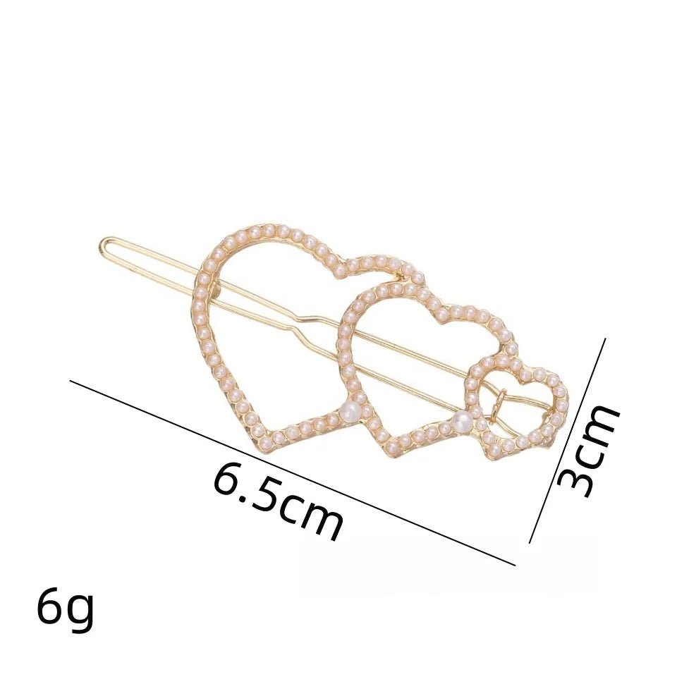 Women'S Simple Style Heart Shape Alloy Plating Artificial Pearls Hair Clip