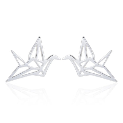 Simple Style Korean Style Paper Crane 304 Stainless Steel No Inlaid 18K Gold Plated Earrings Ear Studs