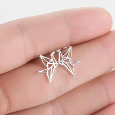 Simple Style Korean Style Paper Crane 304 Stainless Steel No Inlaid 18K Gold Plated Earrings Ear Studs