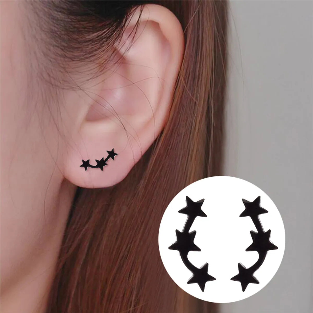 Simple Style Korean Style Star 304 Stainless Steel No Inlaid 18K Gold Plated Ear Studs