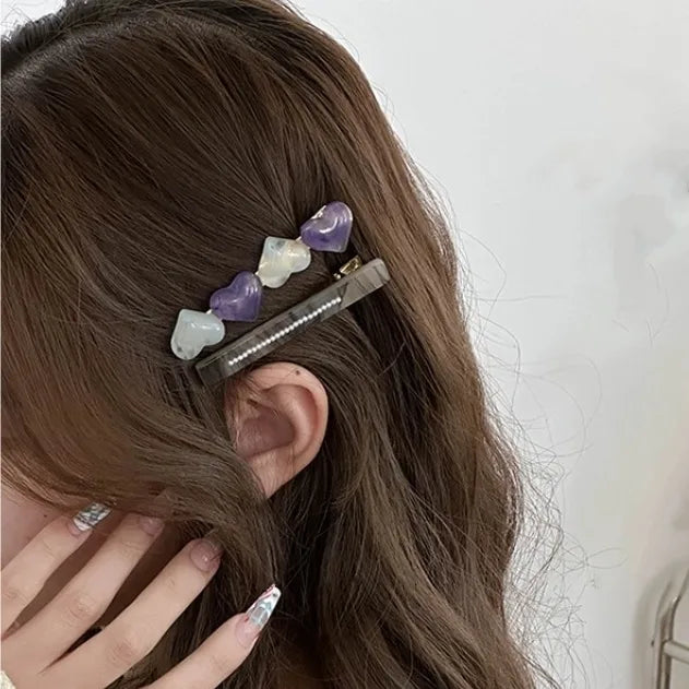 Women'S Simple Style Letter Heart Shape Acetic Acid Sheets Hair Clip