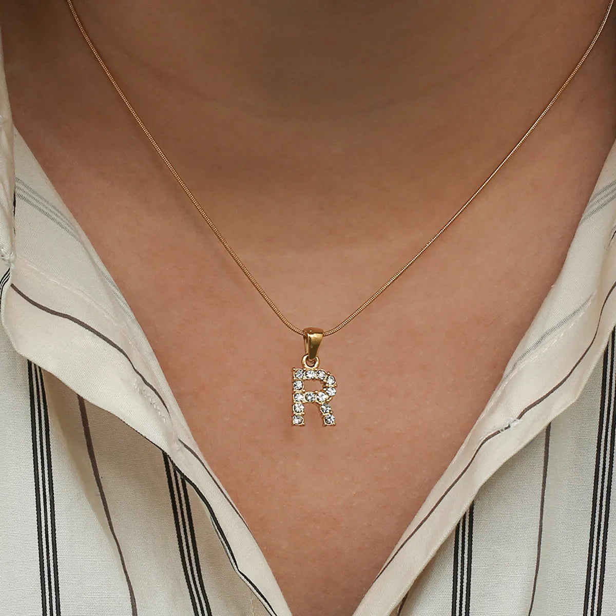 Simple Style Letter Stainless Steel Plating Inlaid Pearls Pearl Gold Plated Necklace