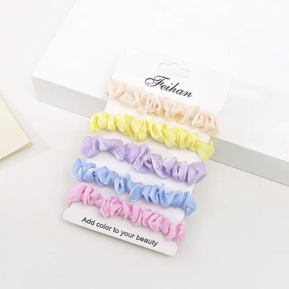 Women'S Simple Style Plaid Solid Color Flower Cloth Hair Tie