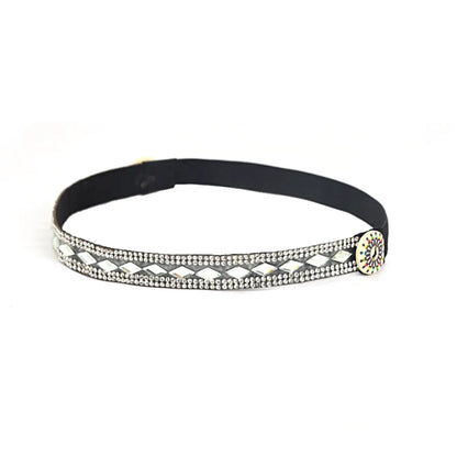 Women'S Simple Style Plaid Waves Glass Diamond Hair Band