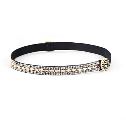 Women'S Simple Style Plaid Waves Glass Diamond Hair Band