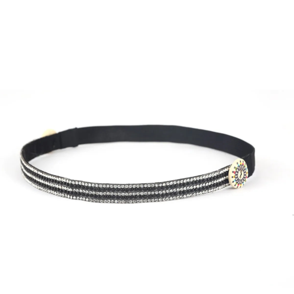 Women'S Simple Style Plaid Waves Glass Diamond Hair Band