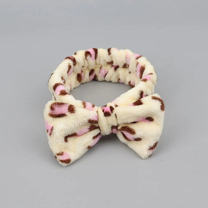 Women'S Simple Style Polka Dots Bow Knot Cloth Coral Fleece Hair Band