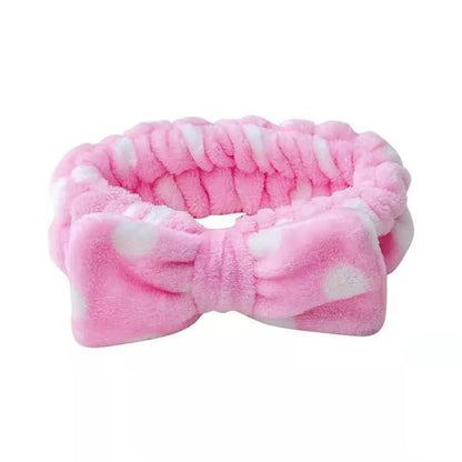 Women'S Simple Style Polka Dots Bow Knot Cloth Coral Fleece Hair Band