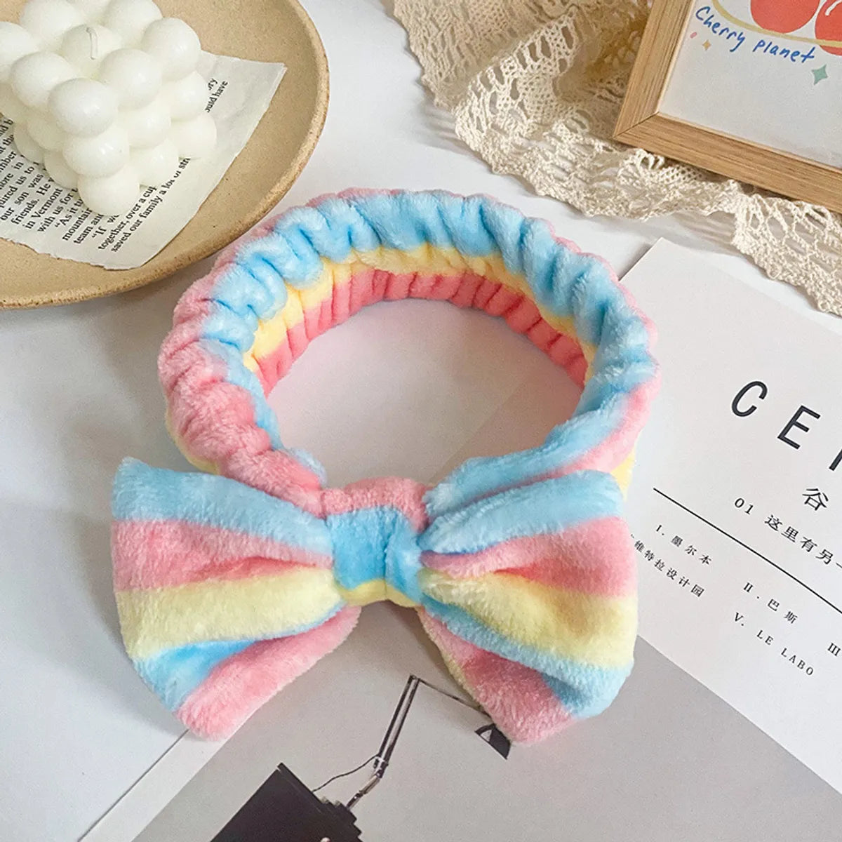 Women'S Simple Style Polka Dots Bow Knot Cloth Coral Fleece Hair Band