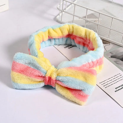 Women'S Simple Style Polka Dots Bow Knot Cloth Coral Fleece Hair Band