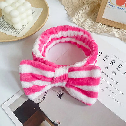 Women'S Simple Style Polka Dots Bow Knot Cloth Coral Fleece Hair Band