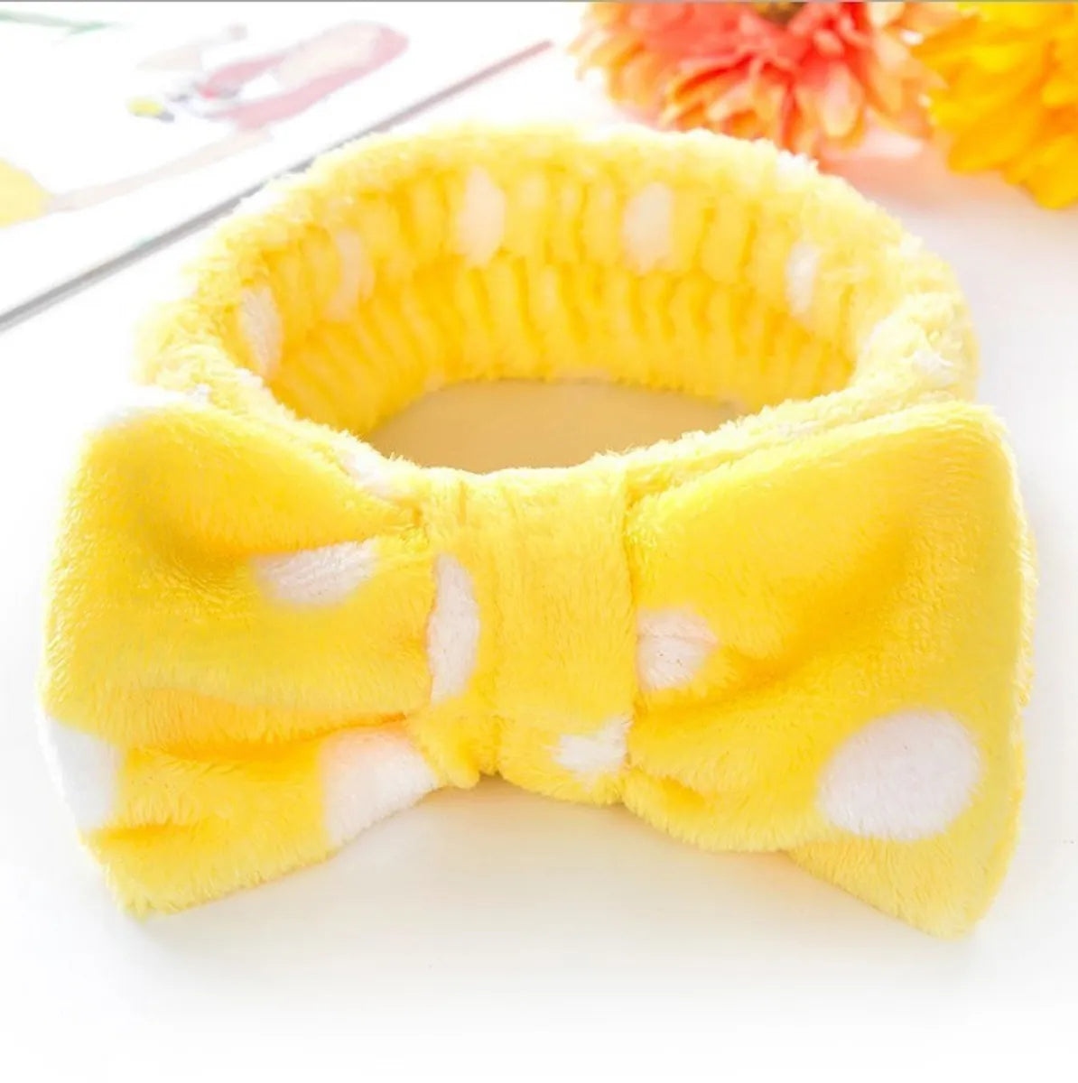 Women'S Simple Style Polka Dots Bow Knot Cloth Coral Fleece Hair Band