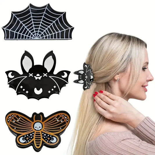 Women'S Simple Style Pumpkin Spider Web Bat Arylic Hair Claws