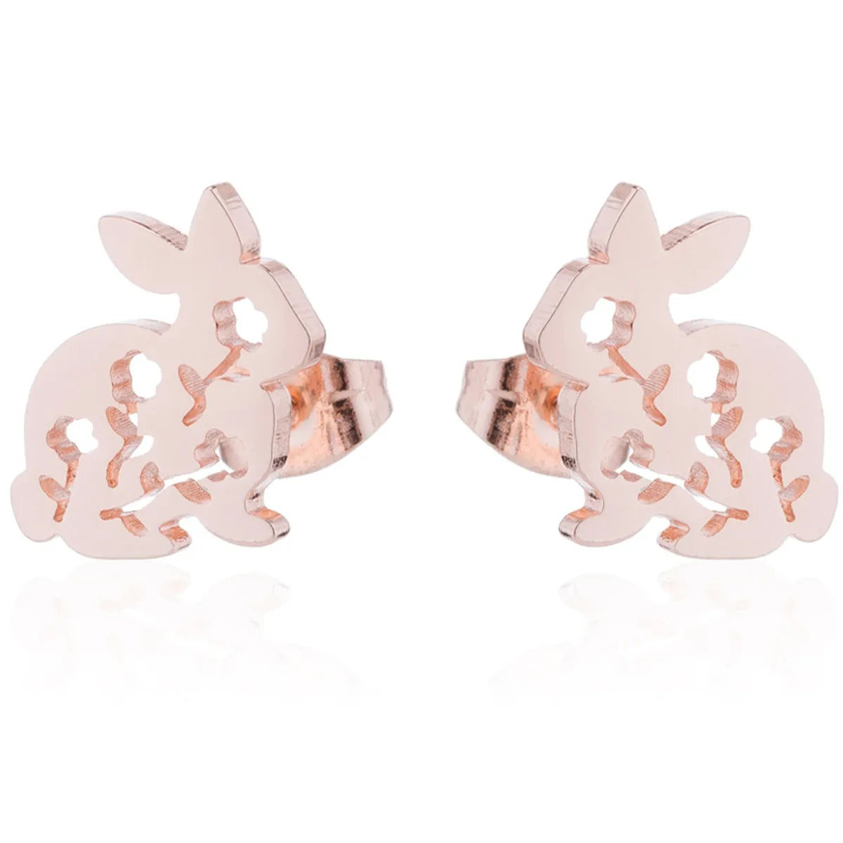 Simple Style Rabbit Hollow Out 304 Stainless Steel No Inlaid 18K Gold Plated Ear Studs