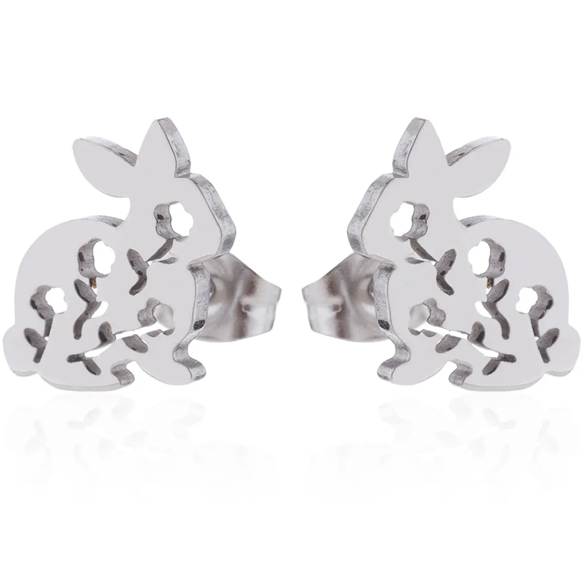 Simple Style Rabbit Hollow Out 304 Stainless Steel No Inlaid 18K Gold Plated Ear Studs