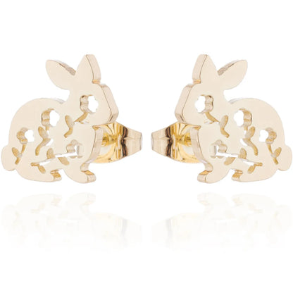 Simple Style Rabbit Hollow Out 304 Stainless Steel No Inlaid 18K Gold Plated Ear Studs