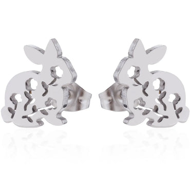 Simple Style Rabbit Hollow Out 304 Stainless Steel No Inlaid 18K Gold Plated Ear Studs