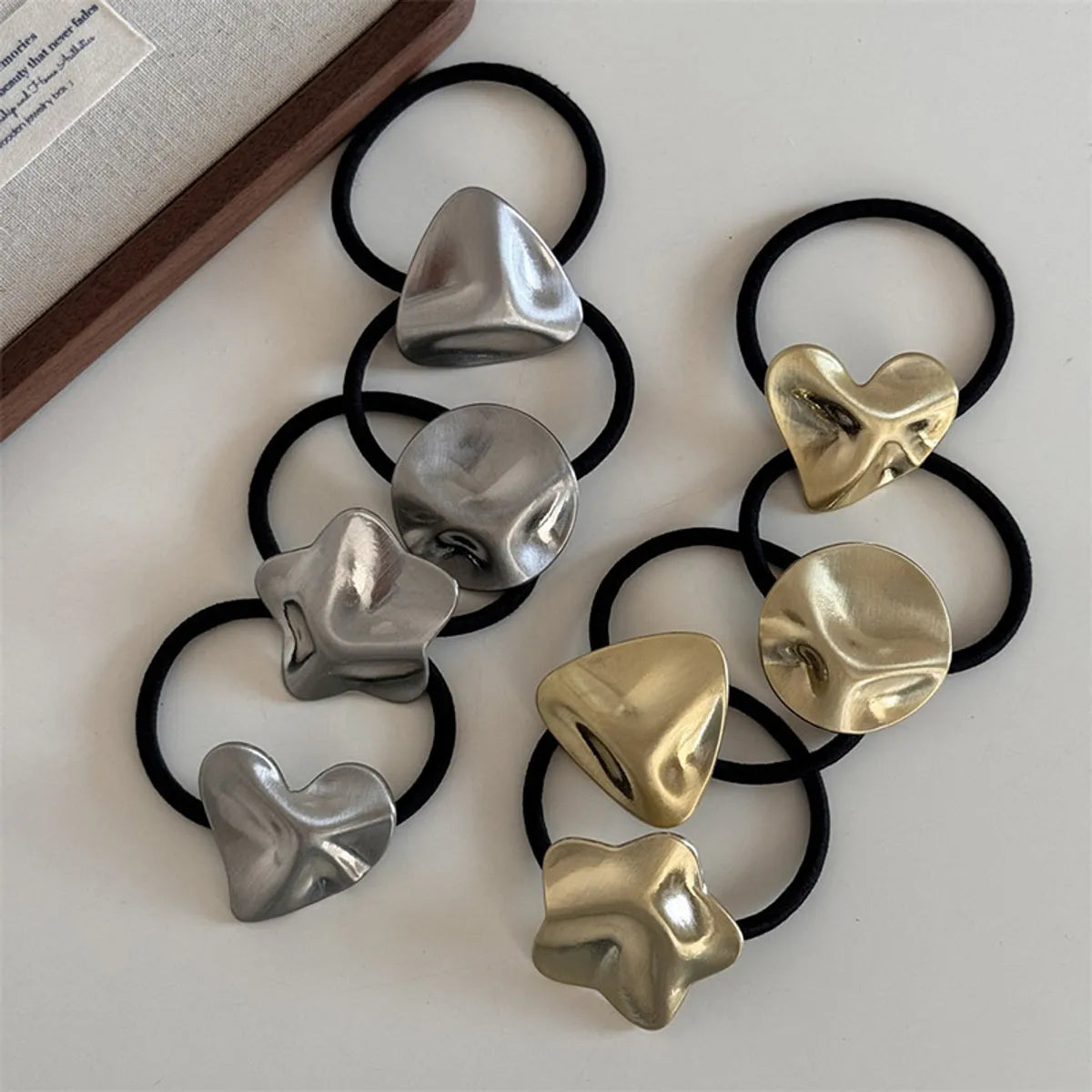 Women'S Simple Style Round Star Heart Shape Metal Hair Tie