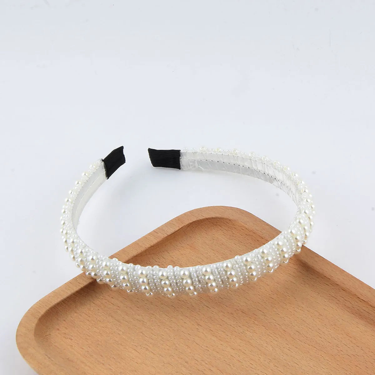 Women'S Simple Style Shiny Round Rhinestone Inlay Pearl Hair Band