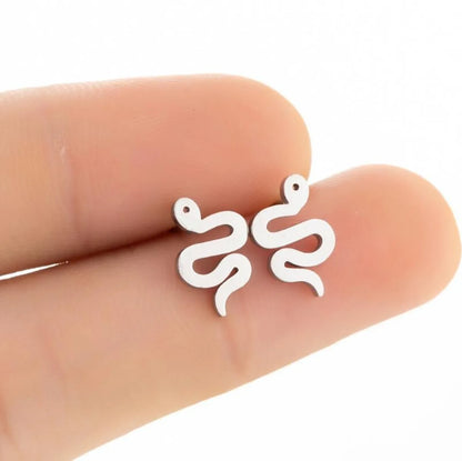 Women's Simple Style Snake Stainless Steel No Inlaid Ear Studs Plating Stainless Steel Earrings